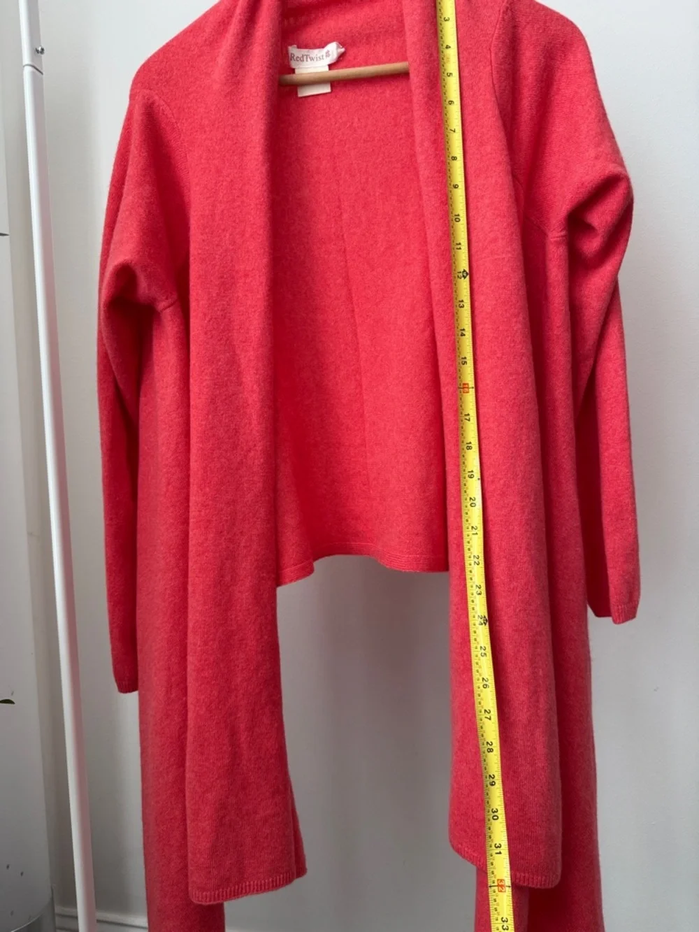 Red Twist  Cashmere Open Front Red Sweater Cardigan Size M